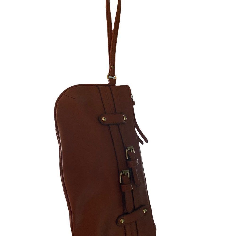 Wrist purse brown, man made material
